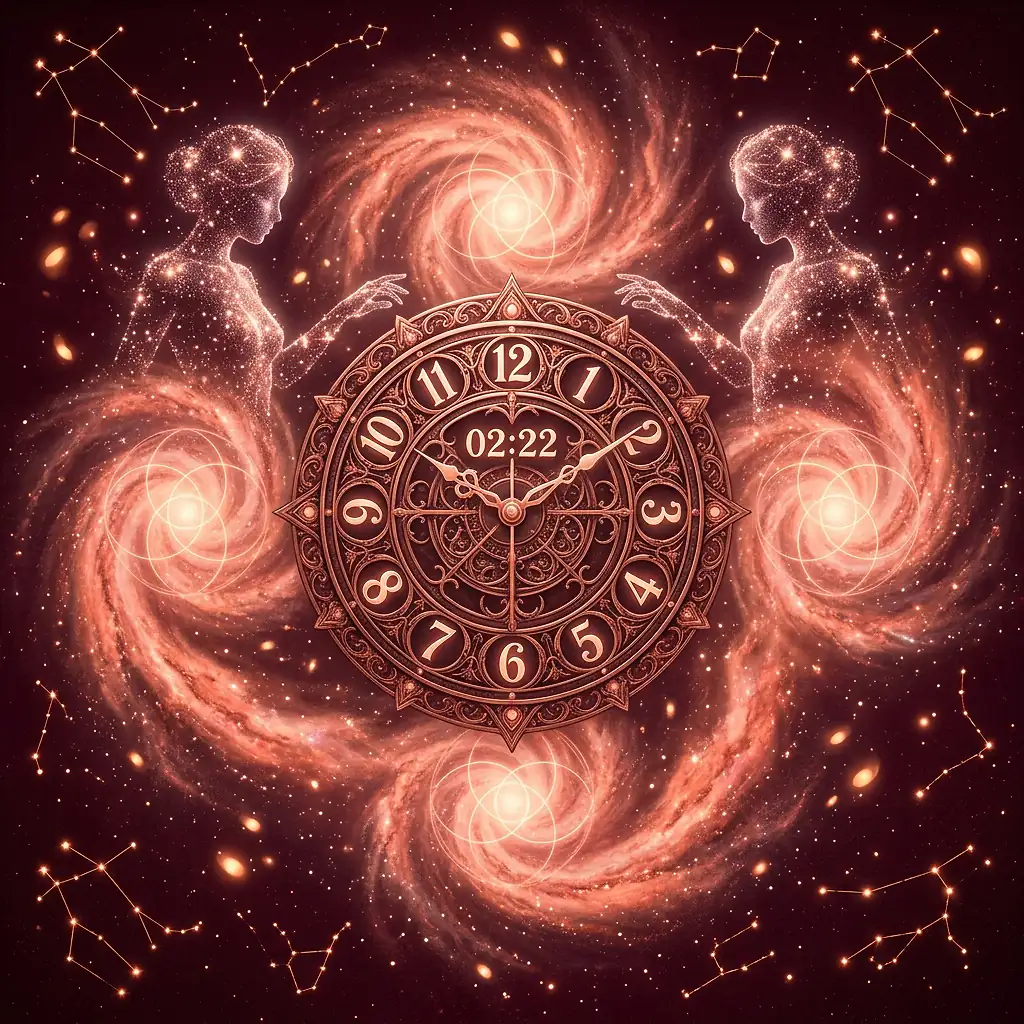 Mystical scene representing triple mirror hour 02:22