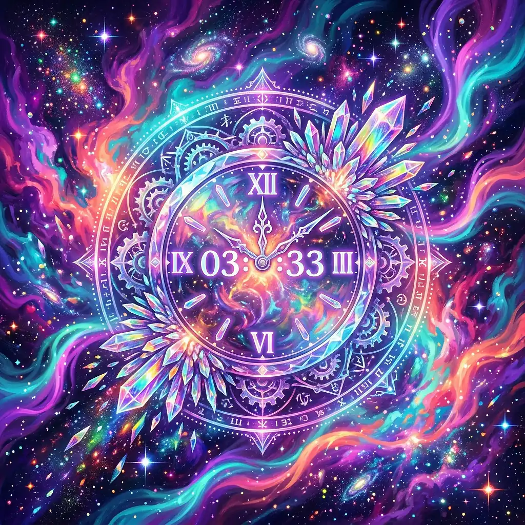 Mystical scene representing triple mirror hour 03:33