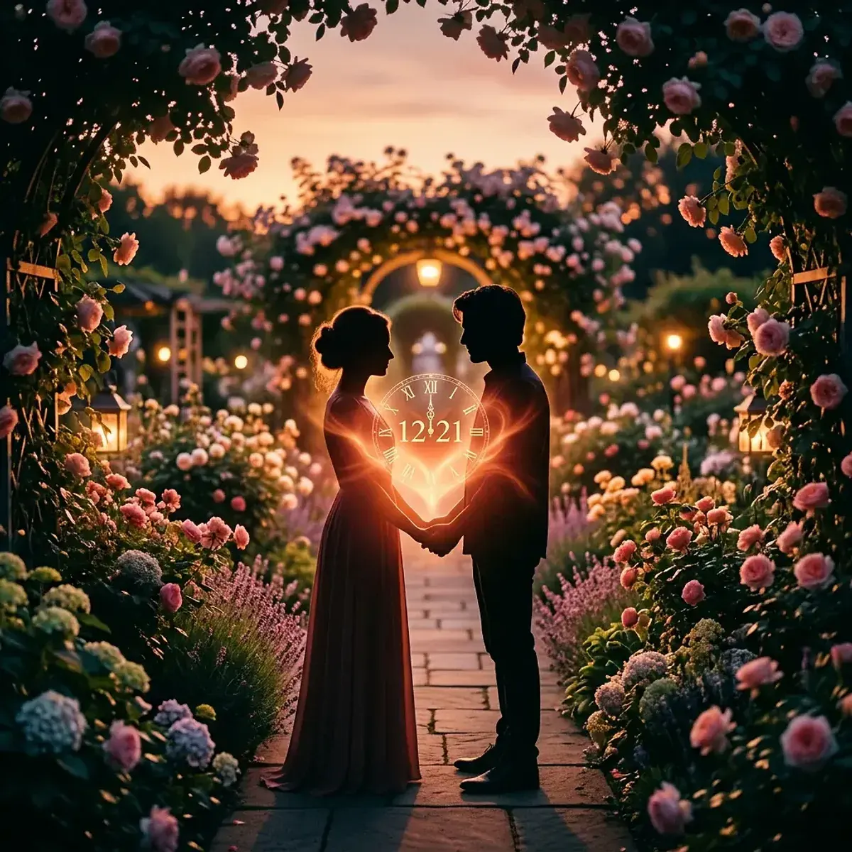 Mystical scene representing mirror hour 12:21