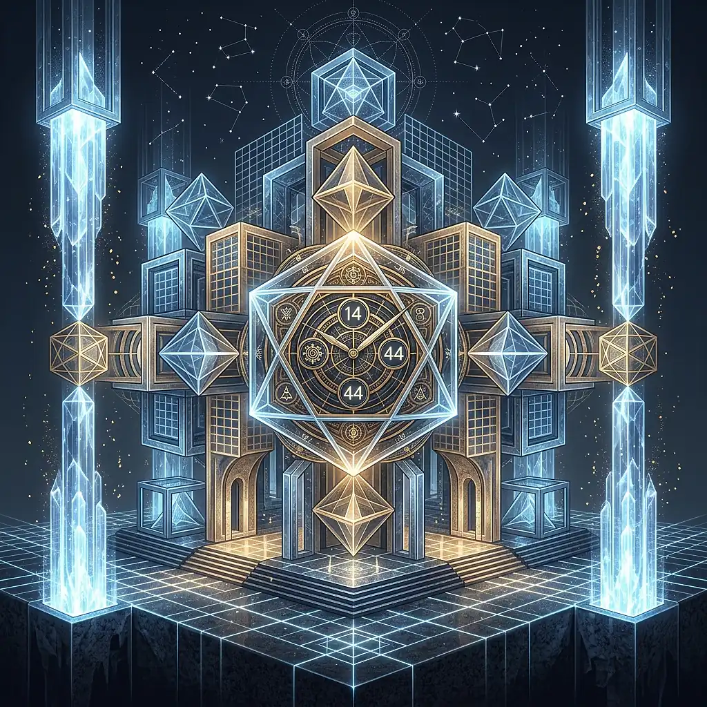 Mystical scene representing triple mirror hour 14:44