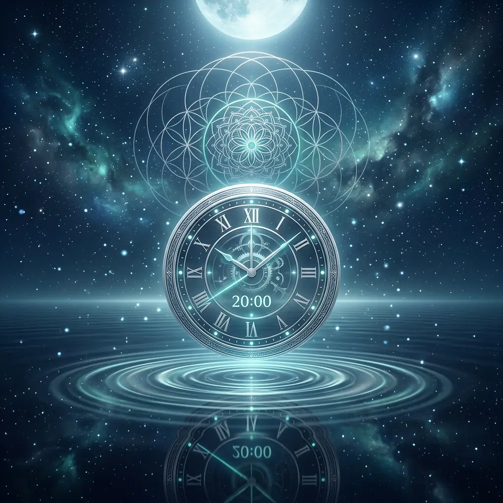 Mystical scene representing triple mirror hour 20:00
