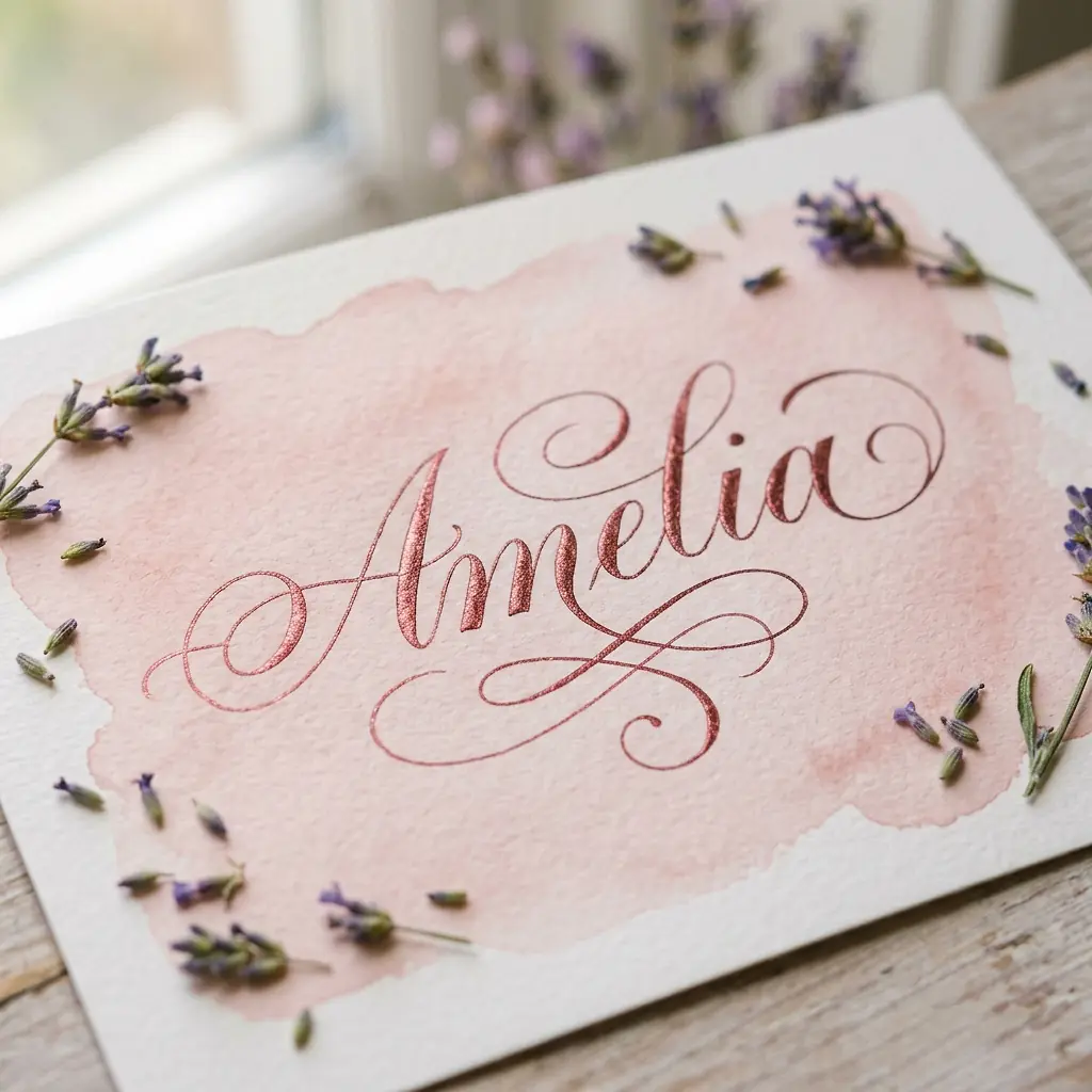 The name Amelia in elegant calligraphy
