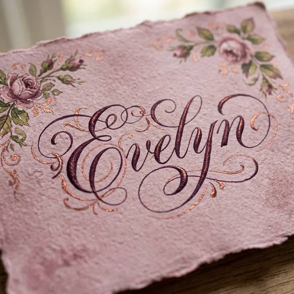 The name Evelyn in elegant calligraphy