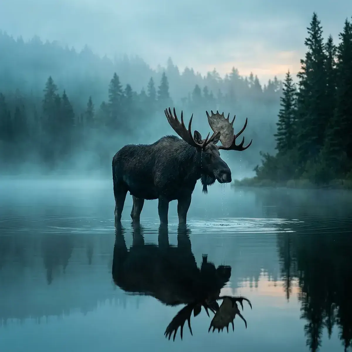 Moose in its natural habitat, wildlife photography